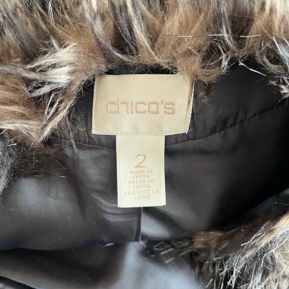 Chicos' Fur Vest Size 2 Large Brown Long Faux Fur Classic Winter Warm Lined - Picture 7 of 8